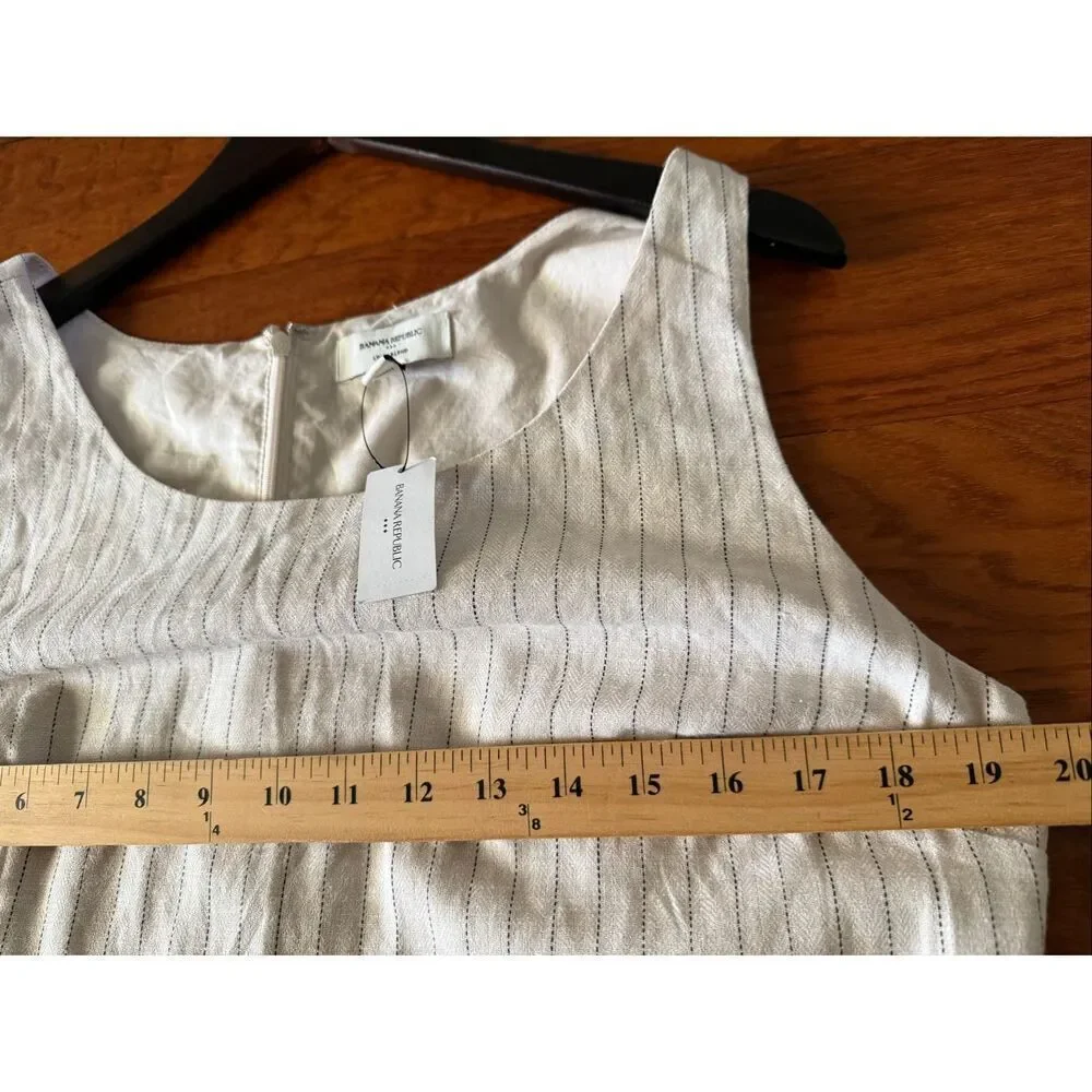 NWT •	Banana Republic Linen Blend Pinstripe Sheath Dress Women’s 16
